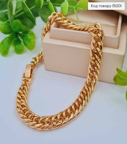 Браслет ПАНЦИРНОЕ ПЛЕТЕНИЕ, ширина 8мм, длина 22см, Xuping 18K 151201 фото 1