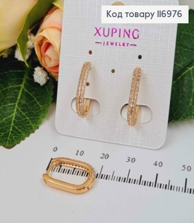 Серьги кольца 1,7см, овальные, в камешках, Xuping 18K 116976 фото