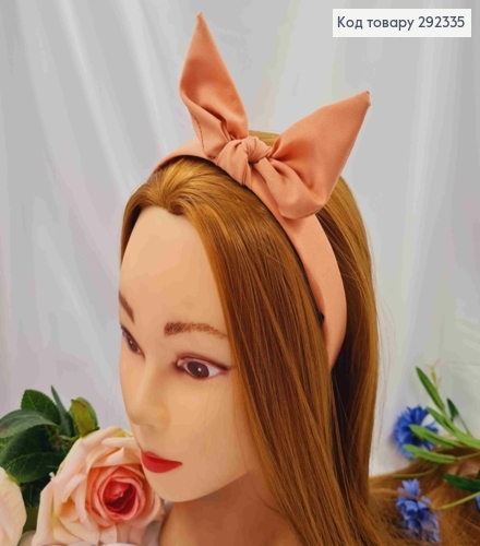 Обруч пластик в ткани "Солоха", Персикового цвета, 2,5см, ручная работа, Украина. 292335 фото 1