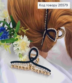 Краб металл Роскошный "Камни + черный бархат", 11,5см, золотого цвета 215579 фото