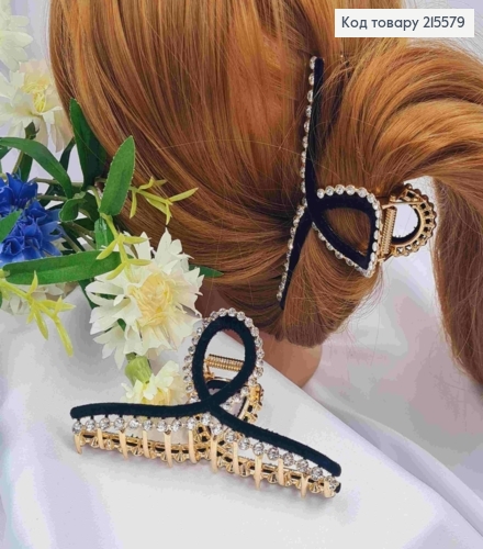 Краб металл Роскошный "Камни + черный бархат", 11,5см, золотого цвета 215579 фото 1