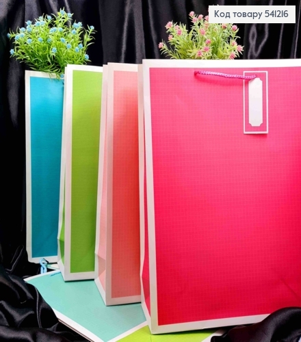 Пакет паперовий з принтом в "Клітинку" та в "Лінію", 42*31*12см, в асортименті 541216 фото 1