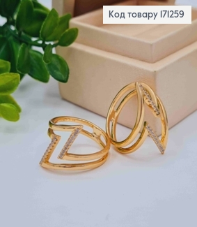 Кольцо "Молния" с Блестящими камнями, Xuping 18К 171259 фото