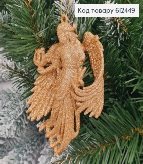 Новорічна фігура Блиск Янгол з арфою КАПУЧІНО, 12*7см, Україна 612449 фото