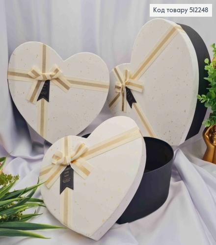 Набор коробок (3шт) "СЕРДЦЕ", в пятно с Бантиком, ЧЕРНО-БЕЛАЯ (30х29х11см, 26х24х10см, 22х21х8,5см) 512248 фото 1