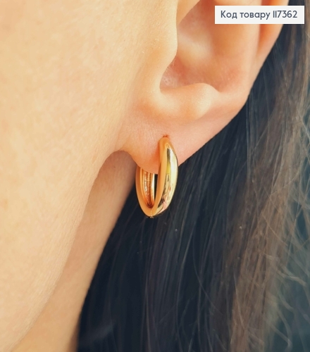 Сережки кільця, Овальні з потовщенням, довжина 1,4см, Xuping 18K 117362 фото 2