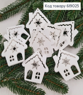 Набір будиночкі  дерев'яні  білі 5*4,7 см 10 шт 619025 фото