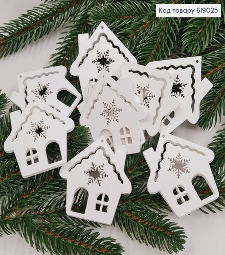 Набор домики деревянные белые 5*4,7 см 10 шт. 619025 фото 1