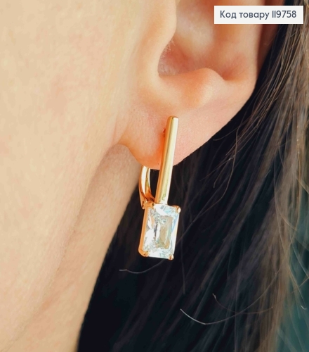 Серьги украшены Блестящим камнем, 2,2см, английская застежка, Xuping 18К 119758 фото 1