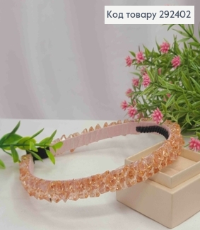 Обруч металл, ПУДРОВОГО цвета, плетеный Камешками, ширина 1,5см. 292402 фото