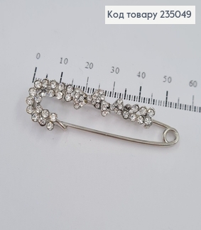 Брошь металл серебряная Булавка с камнями 235049 фото