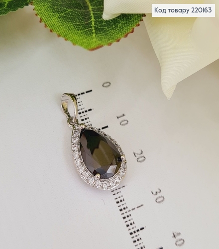 Кулон с черным камнем капелька родированное Xuping 220163 фото 1