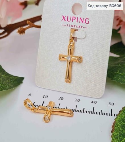 Крестик с камешками на кончиках и в центре, размер 2,1*1,5см, Xuping 18K 130606 фото 1