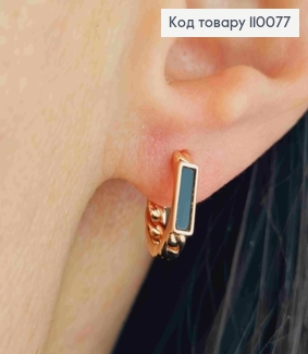 Сережки кільця прикрашені Чорною емаллю, діаметр 1,2см, Xuping 18K 110077 фото