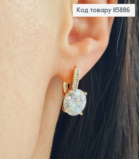Серьги, "Глория" с большим камешком, 1,7см, англ. зам. Xuping 18K 115886 фото