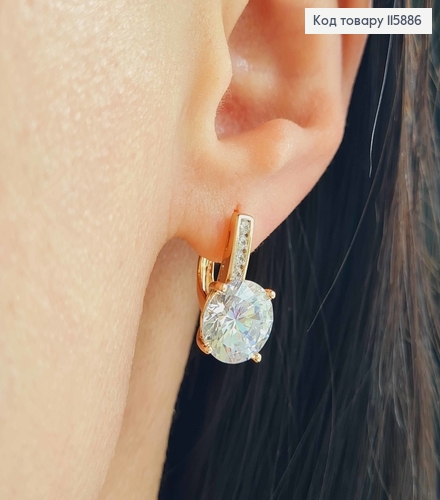 Серьги, "Глория" с большим камешком, 1,7см, англ. зам. Xuping 18K 115886 фото 1
