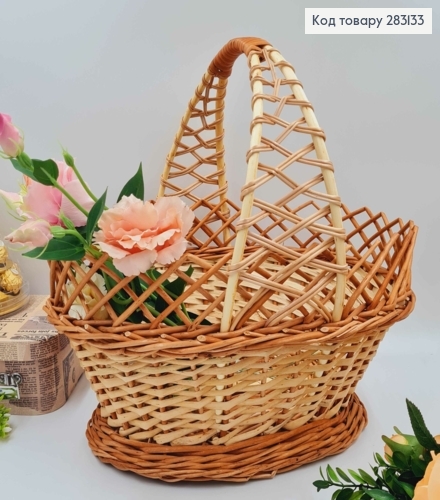 Корзина плетеная овальная, "КОБРА" коричневые тона, 40*29*17см, +ручка 15см, УКРАИНА 283133 фото 1