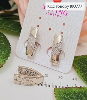 Сережки родовані Пластинка з камінцями (англ.застібка), 2*0,6см, Xuping 180777 фото