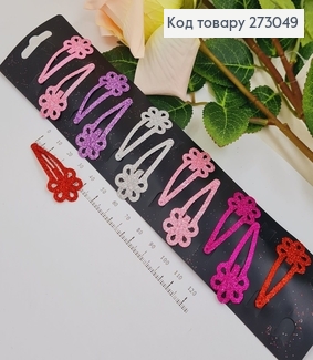 Заколка тик так детский глитер цветочек в асс. 12 шт / уп. 273049 фото