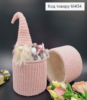 Дерев"яна коробка17*17см, з декоративною кришкою РОЖЕВА з гномиком 20см, ручна робота, УКраїна 614134 фото