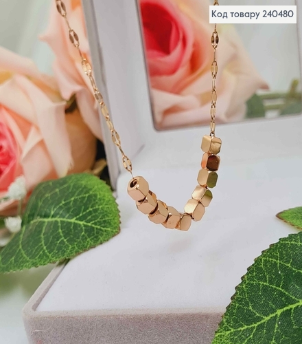 Цепочка 2мм, золотого цвета, с подвеской Кубиками 0,5см, 40+5см, сталь Stainless Steel 240480 фото 1