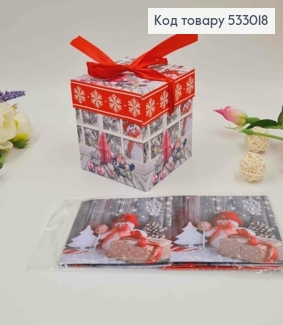 Коробка складная, с крышкой, со Снежками и новогодними игрушками, в ассорт. 10*10*10см 533018 фото