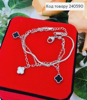 Браслет двойной Van Cleef, серебряного цвета, 17+4см, Stainless Steel 250014 фото