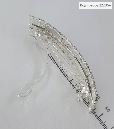 Заколка автомат серебряная с камнями Прчямокутние 222054 фото 2