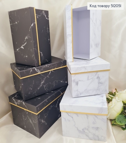 Набор коробок мармур 3 шт( 15*22*11 см, 17*24*11,5 см, 19*26*14см) 512051 фото 1