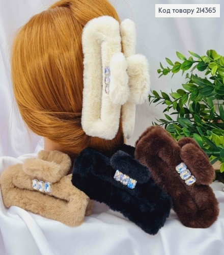 Краб пластик ПУШОК "Прямоугольный" с Блестящими камешками, 13см, Пастельные цвета в ассортименте 214365 фото 1