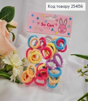 Набор детских резинок микрофибра, 30шт/уп, яркие цвета. 254156 фото
