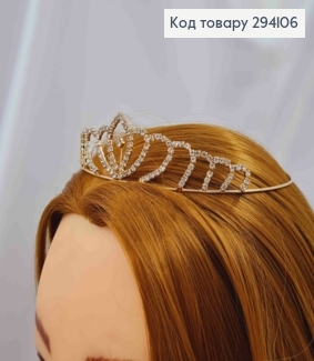 Диадема – маленькая Тиара под золото с Блестящими камешками, 3см самая высокая точка. 294106 фото