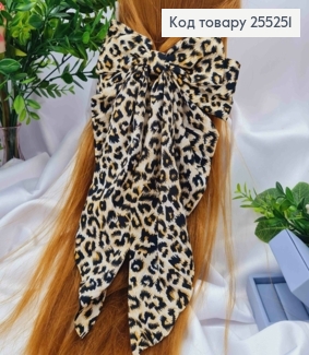 Бант ЛЕОПАРДовый принт с Бежевым оттенком, на заколке автоматик, размер 19,5*36см 255251 фото