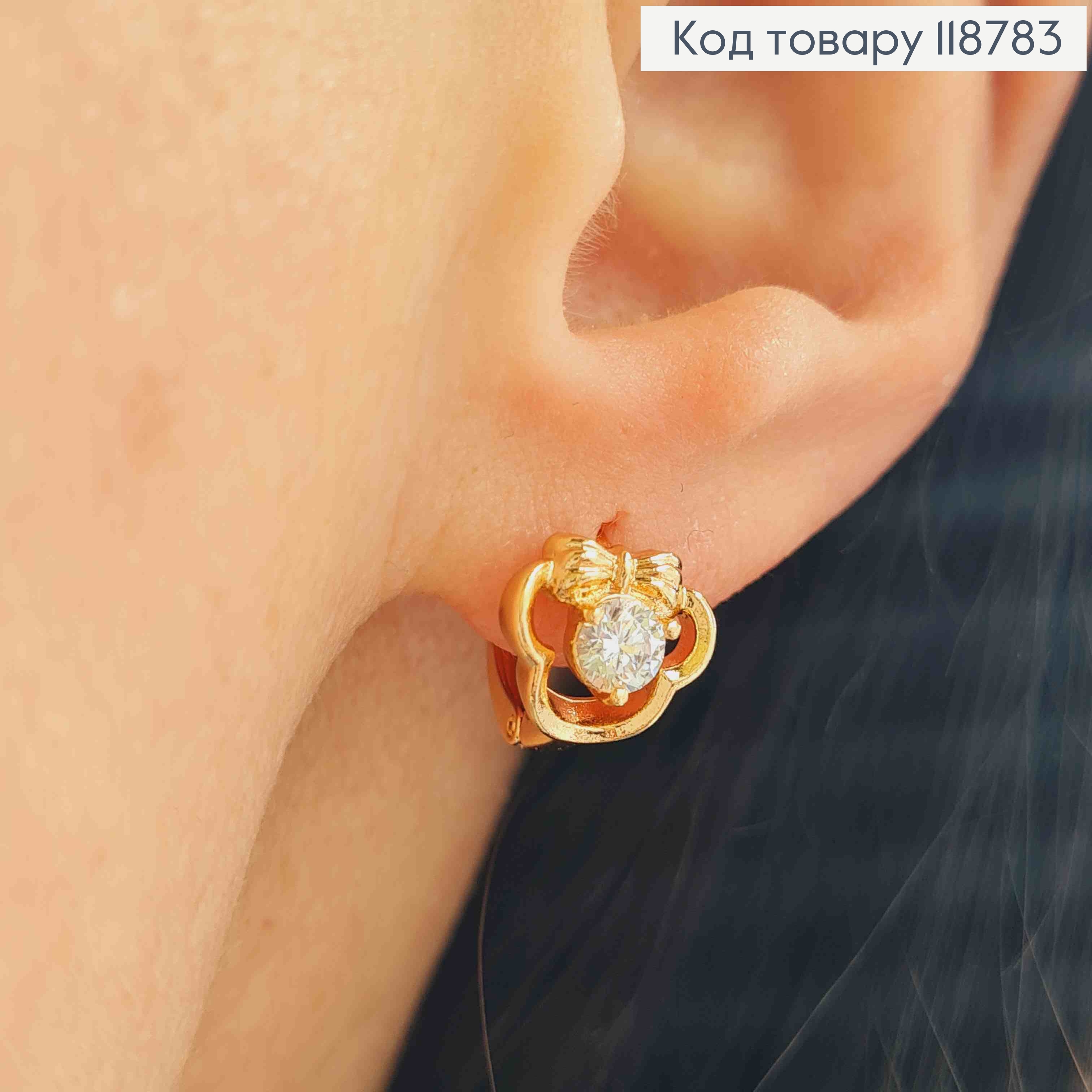 Серьги кольца (1см), "Минны Маус" с Блестящим камнем (0,9см), XUPING 18K 118783 фото 2