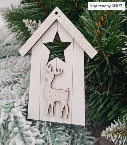 Игрушка на елку деревянная Кормушка с оленем, 10*6,5см, Украина 619127 фото 1