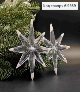 Набор фигурок (2шт) "ЗВЕЗДА Давида" ПРОЗРАЧНЫЕ с блеском, 12*10см, новогодние украшения, пластик,Украина 619369 фото