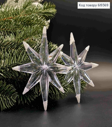 Набір фігурок (2шт) "ЗІРКА Давида" ПРОЗОРІ з блиском, 12*10см, новорічні прикраси, пластик,Україна 619369 фото 1