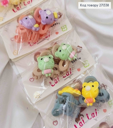 Набір дитячих крабиків, з милими кольоровими ведмедиками, 20шт/уп. 271338 фото 2