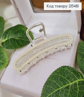 Краб металл, серебряного цвета, банан в камнях и жемчужинах, 7,5см. 215481 фото