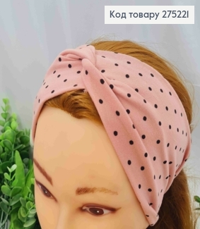 Повязка чалма, трикотаж детская, Розовая Пудра в горошек, 38*9см, ручная работа, Украина. 275221 фото
