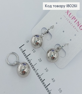 Сережки кільця з бусинкою  родіроване медзолото Xuping 180261 фото