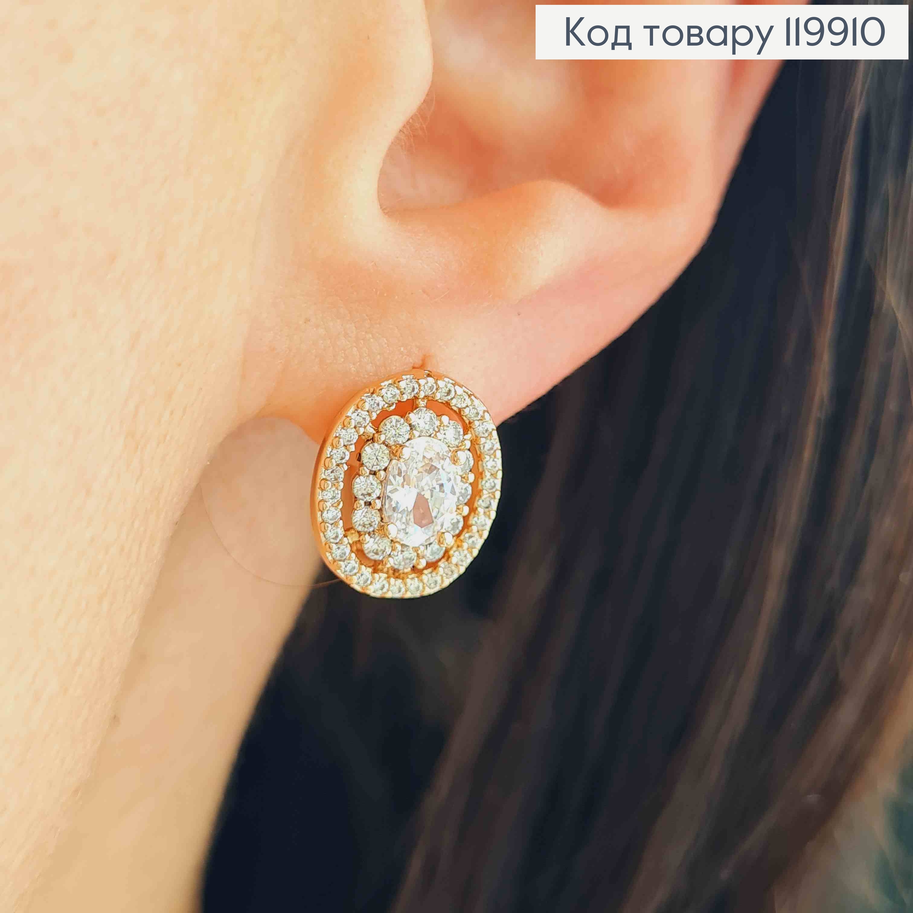 Серьги "Блеск Солнца" украшены Блестящими камешками, 1,3см, англ застежка, XUPING 18K 119910 фото 1