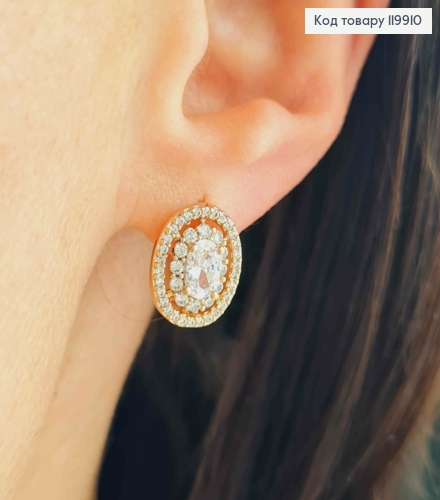 Серьги "Блеск Солнца" украшены Блестящими камешками, 1,3см, англ застежка, XUPING 18K 119910 фото 1