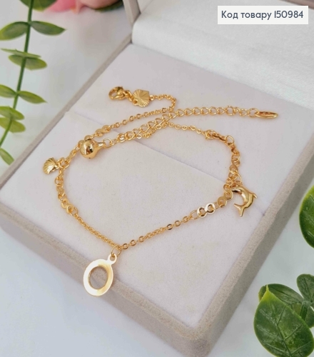 Браслет на ногу, с подвесками Морской тематики, длина 23+5см, Xuping 18K 150984 фото 1