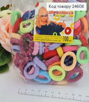 Резинка калуш мікрофібра кольорові Яскраві з люрексом 100 шт/уп 246011 фото