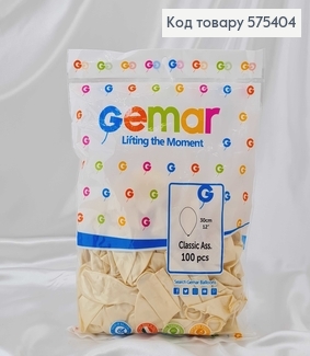 Воздушные шары латексные 12'' Gemar Молочные Перламутровые (30см), 100шт/уп 575404 фото