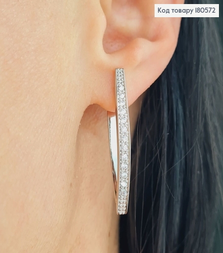 Серьги стрелы 4см в камнях родированые Xuping 180572 фото 2