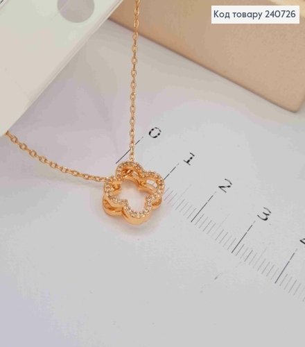 Цепочка с подвеской Van Cleef с Блестящими камешками (1,2см), 41+5см, сталь Yixin Yishi 240726 фото 3