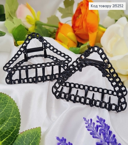 Краб металл треугольник черный глянцевый Цепочка 7,5см 215252 фото 1