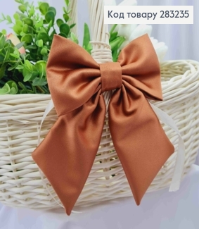 Повязка для корзины Бантик, цвета Кофе с молоком на завязках, плотный атлас, 13*17см, ручная работа 283235 фото